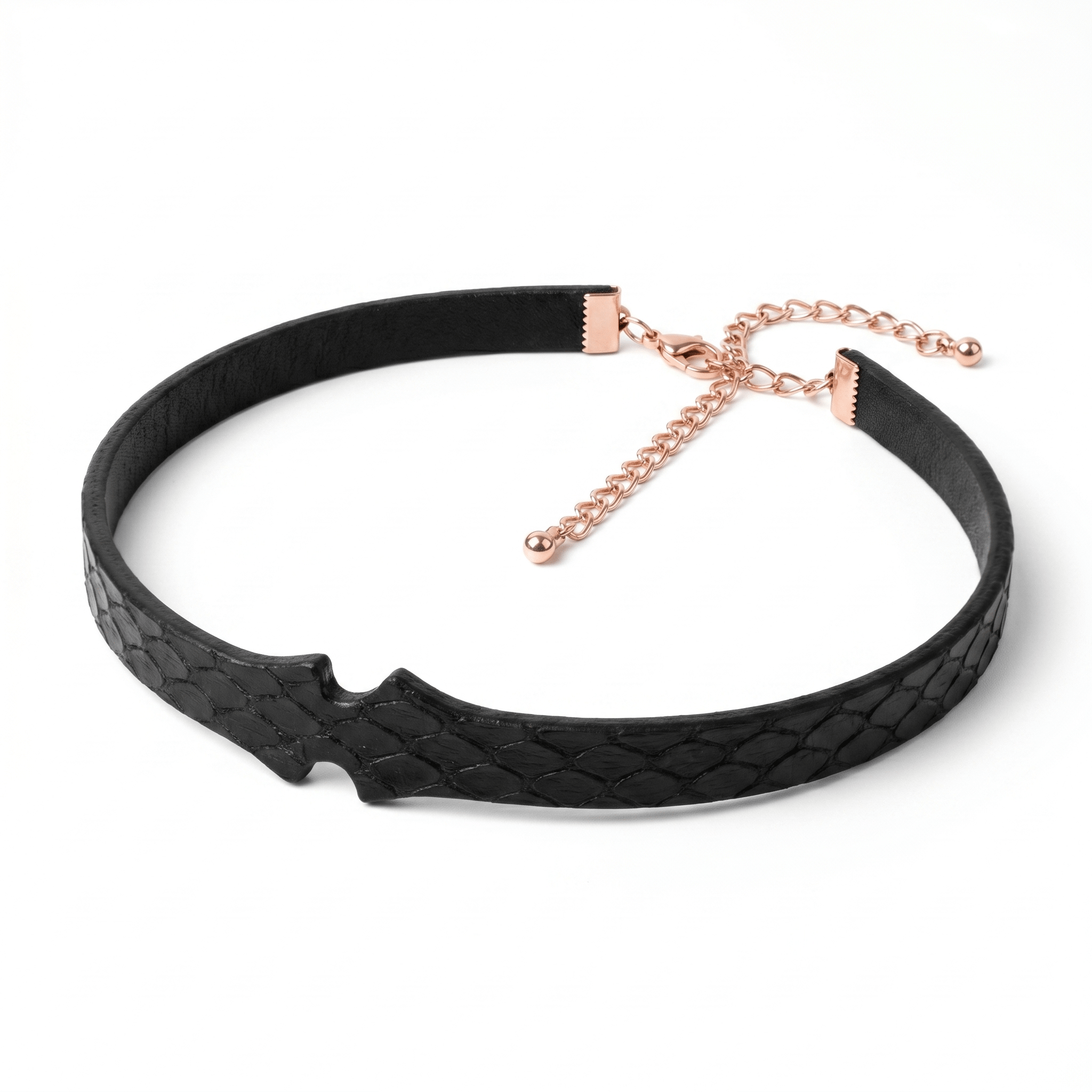 Bells of Dawn Choker – Snakeskin Leather with Gold Leaf Accents & Bell Charm | Hushcrafts® - Hushcrafts LLC