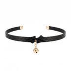Bells of Dawn Choker – Snakeskin Leather with Gold Leaf Accents & Bell Charm | Hushcrafts® - Hushcrafts LLC