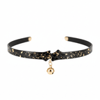 Bells of Dawn Collar – Cowhide Leather Choker with Gold Leaf Accents & Bell Charm | Hushcrafts® - Hushcrafts LLC