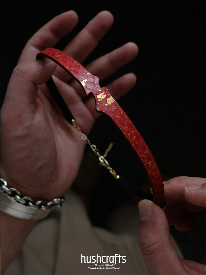 "Bells of Dawn" Snakeskin Leather Choker - hushcrafts