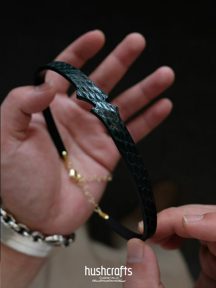 "Bells of Dawn" Snakeskin Leather Choker - hushcrafts