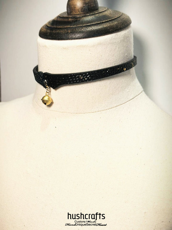 "Bells of Dawn" Snakeskin Leather Choker - hushcrafts