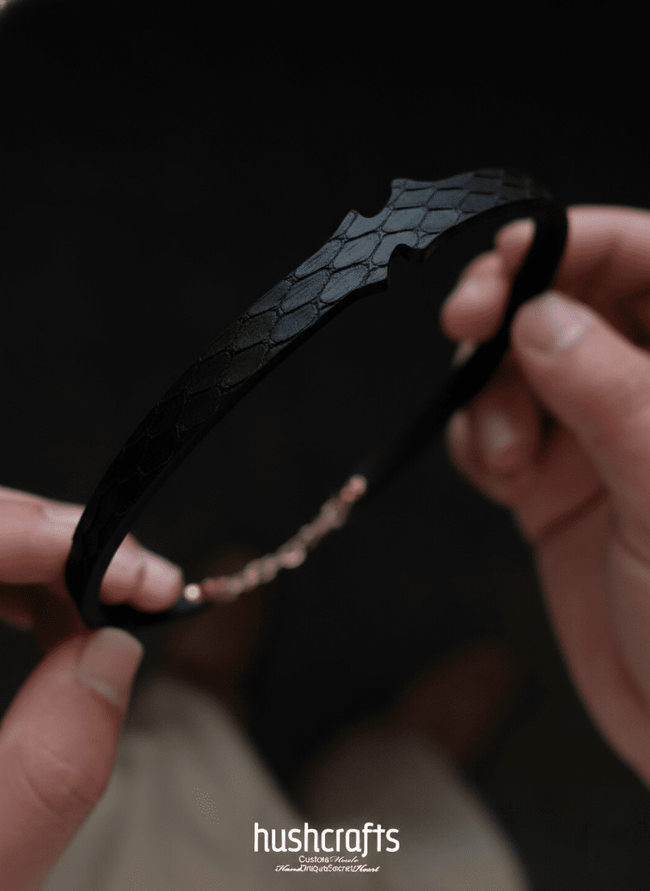 "Bells of Dawn" Snakeskin Leather Choker - Hushcrafts LLC Hover Image