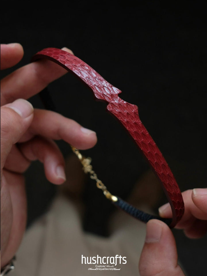 "Bells of Dawn" Snakeskin Leather Choker - hushcrafts