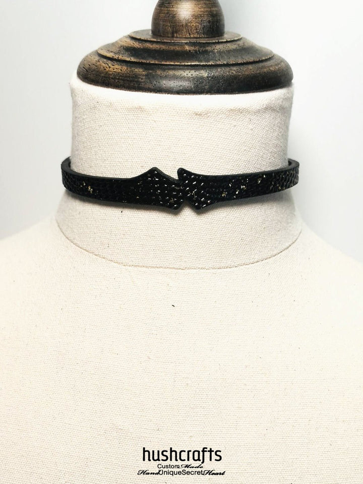 "Bells of Dawn" Snakeskin Leather Choker - hushcrafts