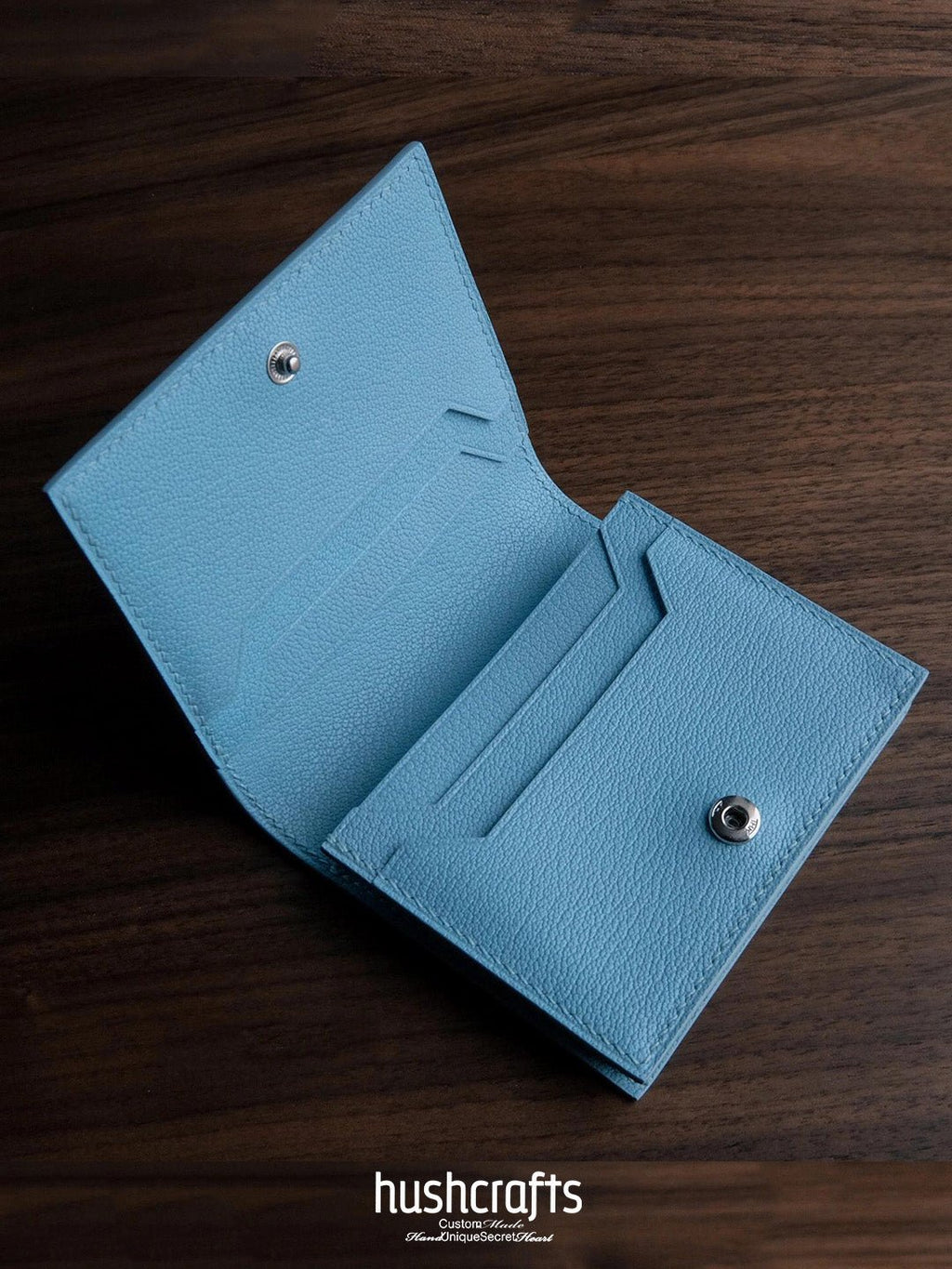 Blue Double - Layer Card Holder with Clasp - hushcrafts