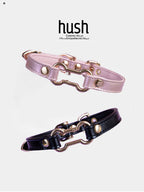 Bone choker vegan leather - choker collar vegan leather bone choker with gold bone and buckle - Hush