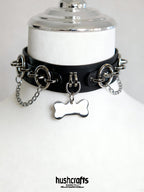 Bone & Key Charm Leather Choker - hushcrafts