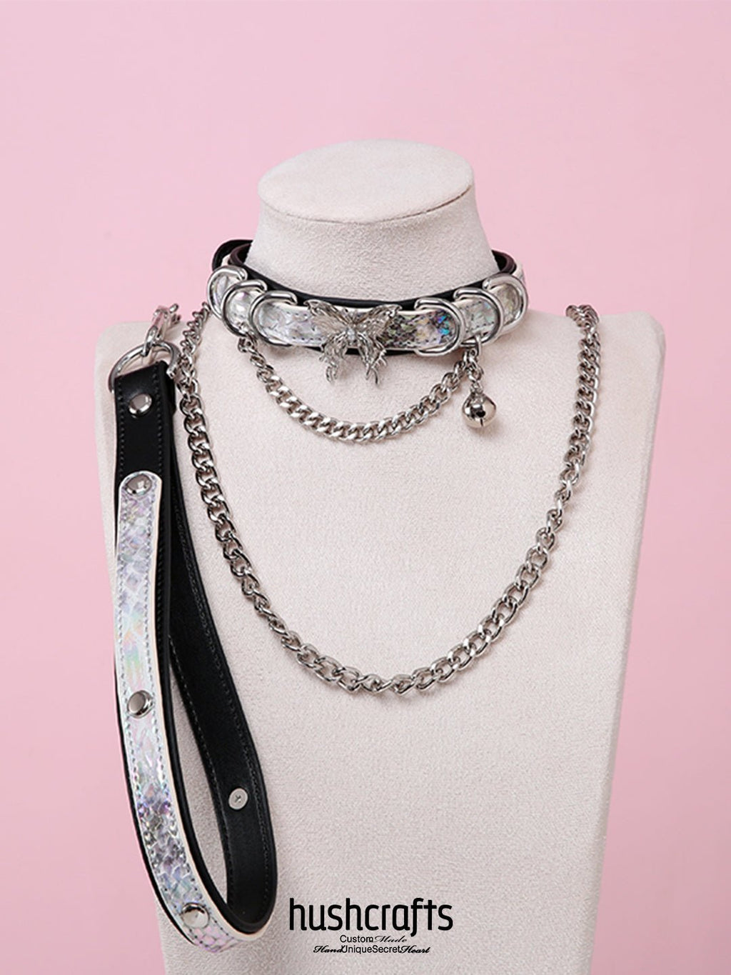 "Butterfly Duo" Leather Choker - hushcrafts