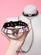 "Butterfly Duo" Leather Choker - hushcrafts