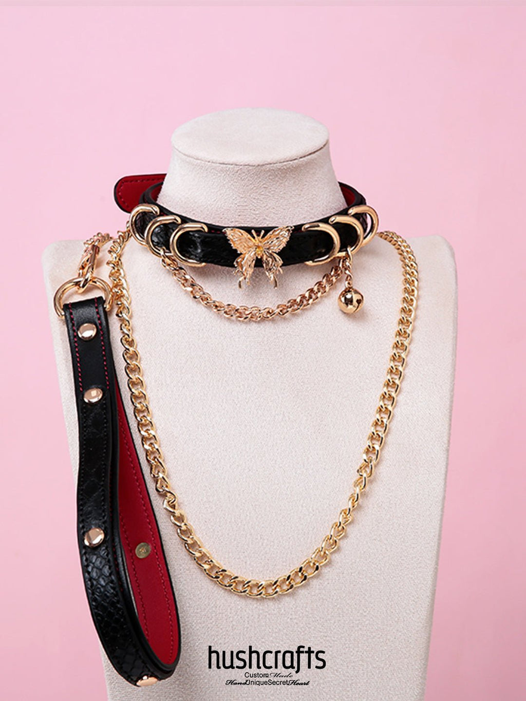 "Butterfly Duo" Leather Choker - hushcrafts