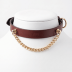 Chain Reaction Collar – Cowhide Leather Choker with Owner's Ring & Brass Hardware | Hushcrafts® - Hushcrafts LLC