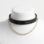 Chain Reaction Collar – Cowhide Leather Choker with Owner's Ring & Brass Hardware | Hushcrafts® - Hushcrafts LLC