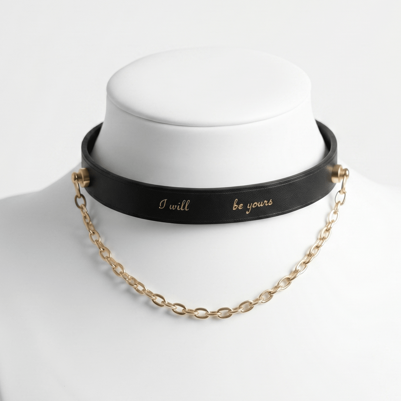 Chain Reaction Collar – Cowhide Leather Choker with Owner's Ring & Brass Hardware | Hushcrafts® - Hushcrafts LLC