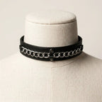 Chainline – Wide Leather Choker with Embedded Silver Chain | Hushcrafts® - Hushcrafts LLC