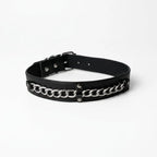 Chainline – Wide Leather Choker with Embedded Silver Chain | Hushcrafts® - Hushcrafts LLC