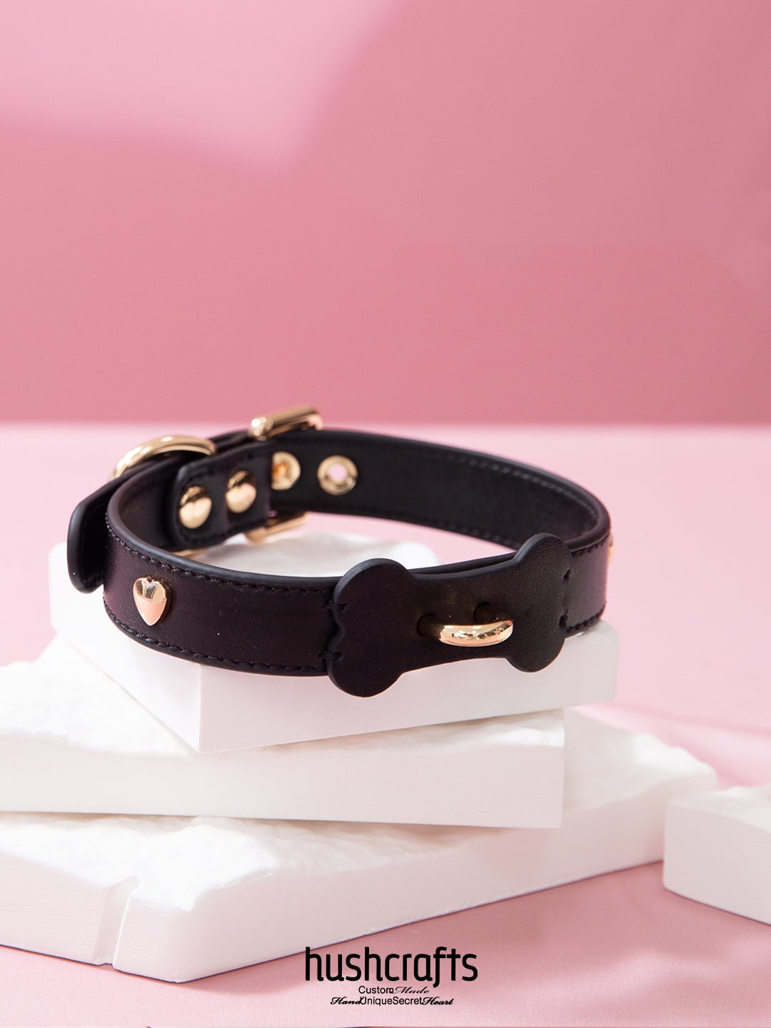 Choker with Bone - Shaped Leather Charm - hushcrafts