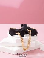 Choker with Bone - Shaped Leather Charm - hushcrafts