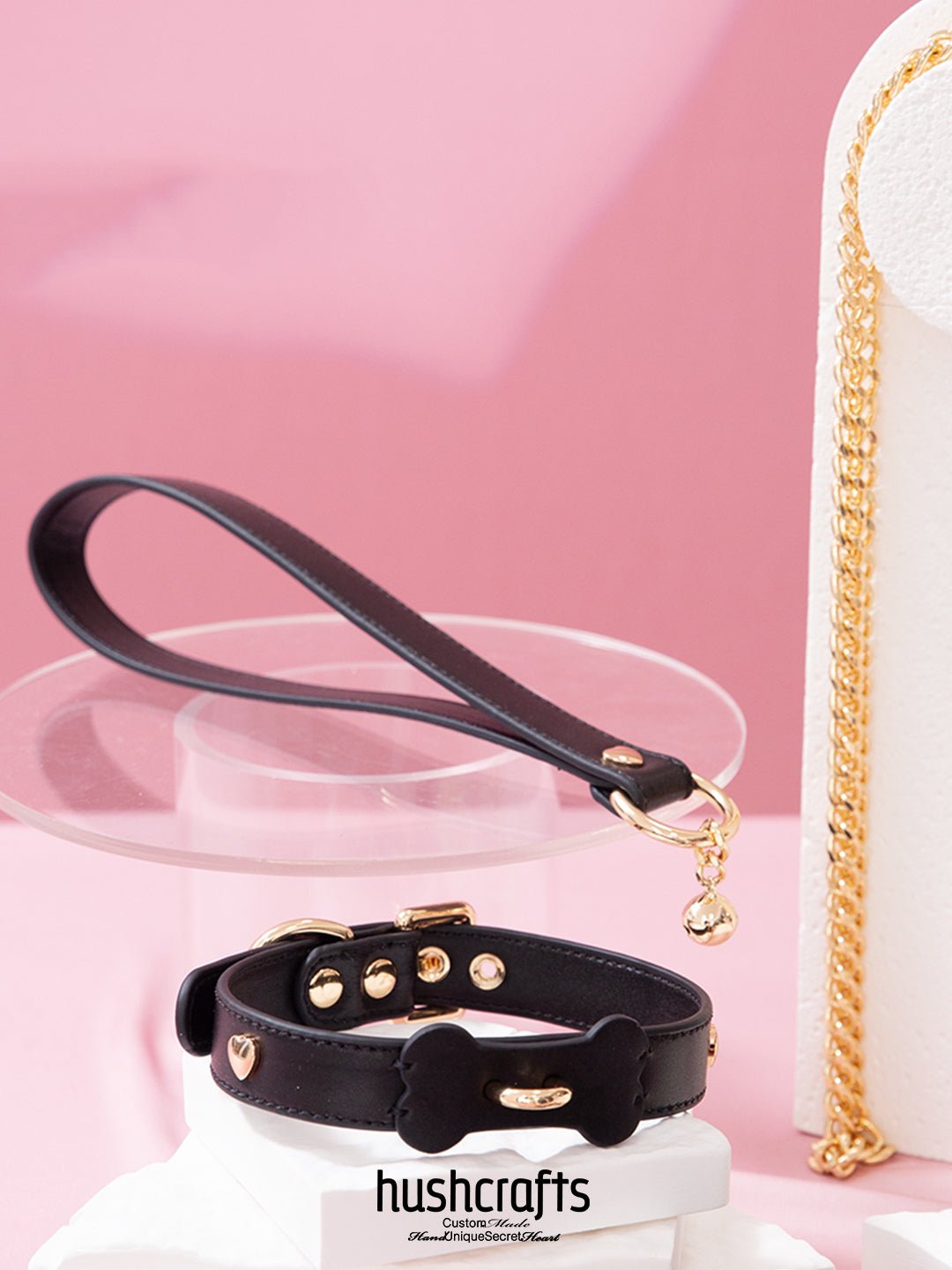 Choker with Bone - Shaped Leather Charm - hushcrafts