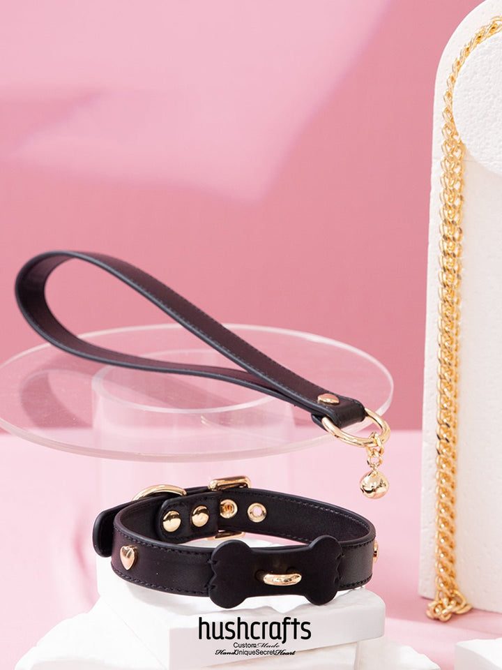Choker with Bone - Shaped Leather Charm - hushcrafts