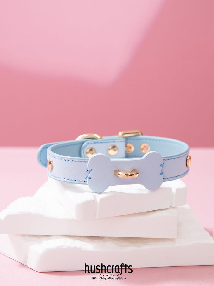 Choker with Bone - Shaped Leather Charm - hushcrafts