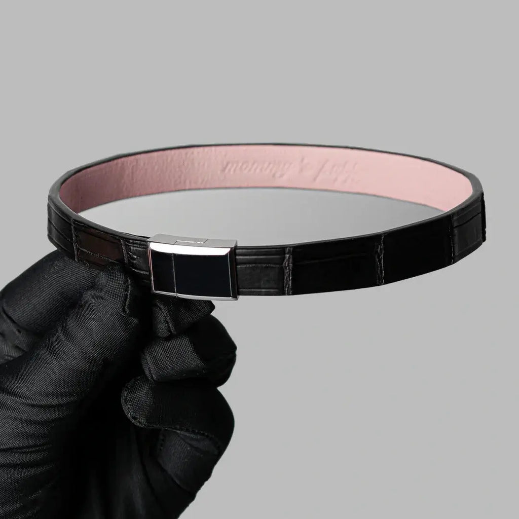 The Part I Hide – Black Crocodile Leather Choker | Hushcrafts®