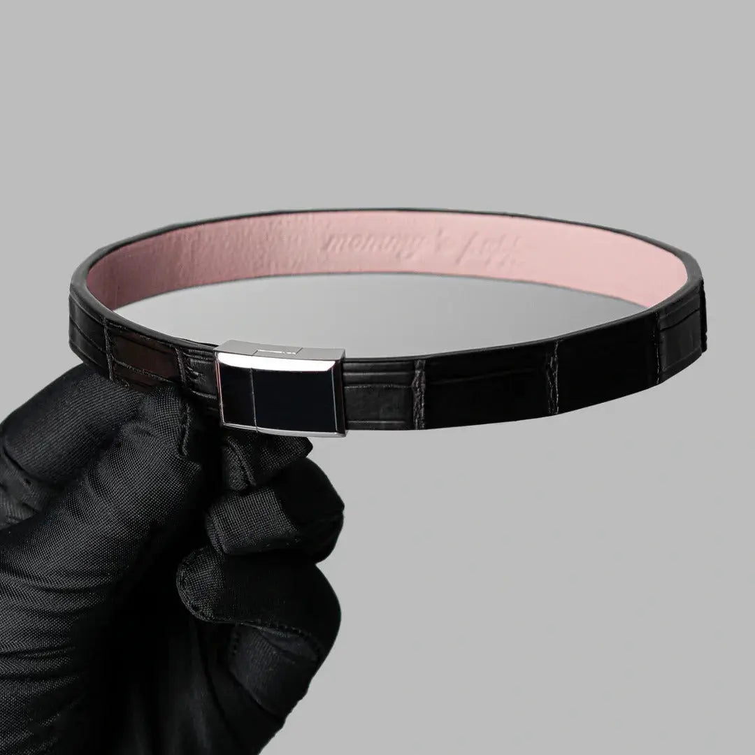 The Part I Hide – Black Crocodile Leather Choker | Hushcrafts®