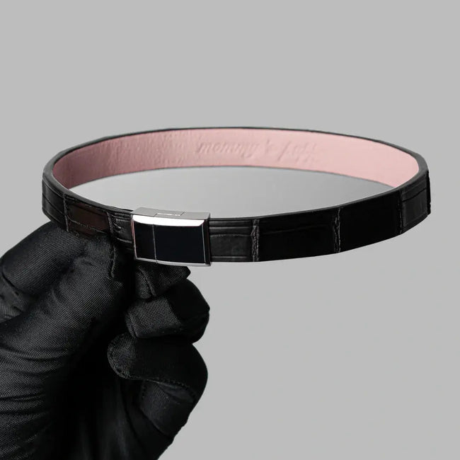 The Part I Hide – Black Crocodile Leather Choker | Hushcrafts® Main Image