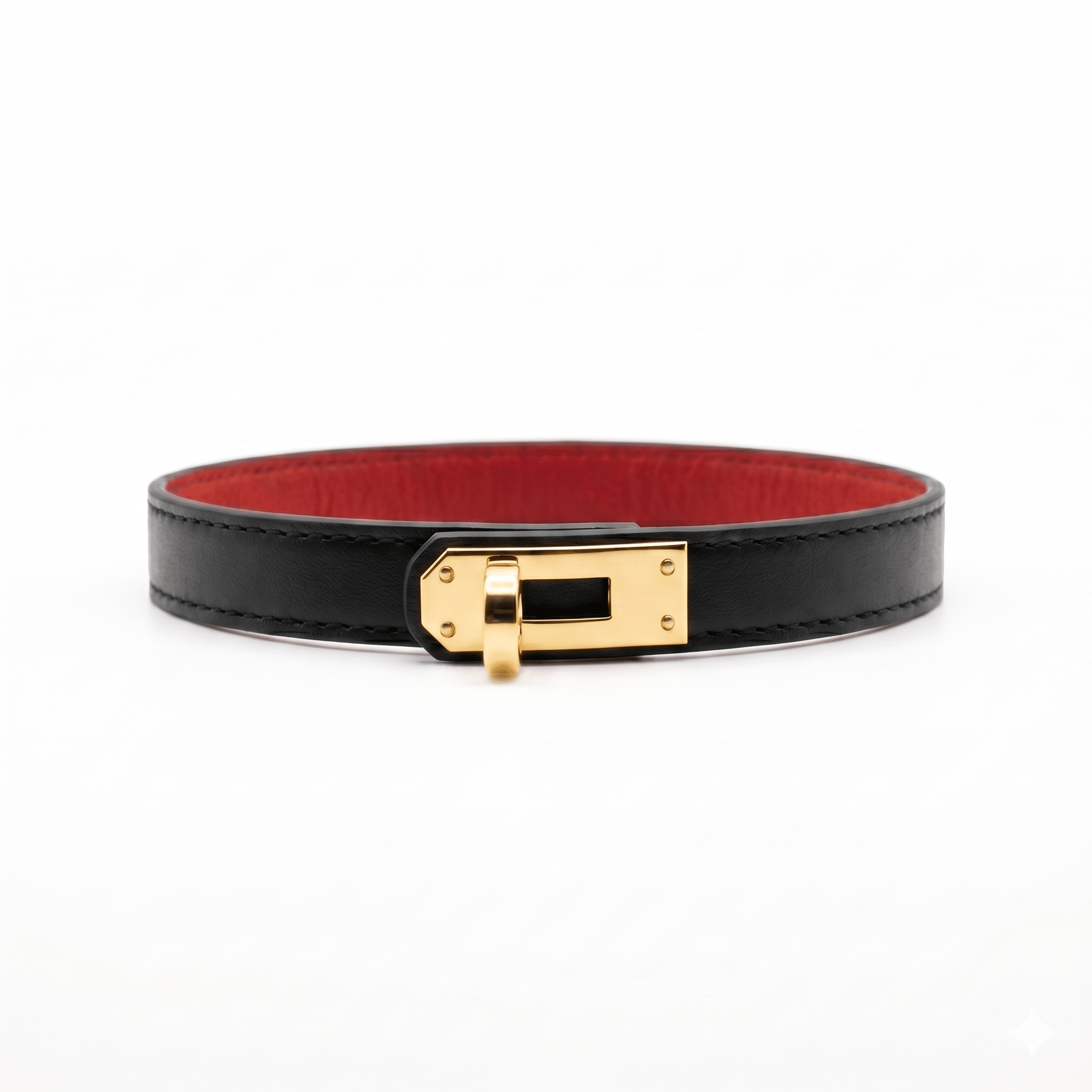 Classic Contrast Collar – Black & Red Cowhide Leather Choker with Stainless Steel Kelly Buckle | Hushcrafts® - Hushcrafts LLC