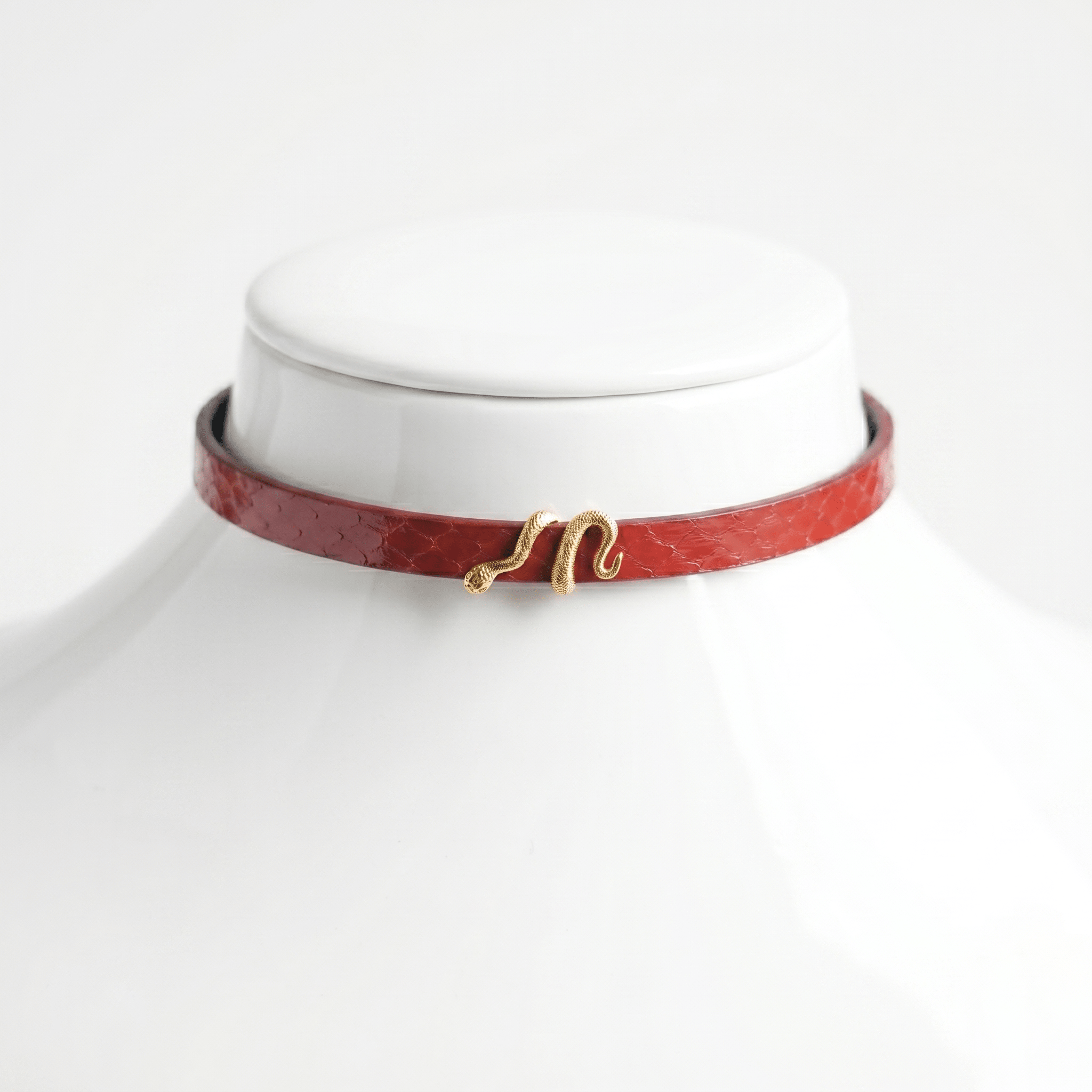 Coil Collar – Python Leather Choker with Serpent Hardware | Hushcrafts® - Hushcrafts LLC