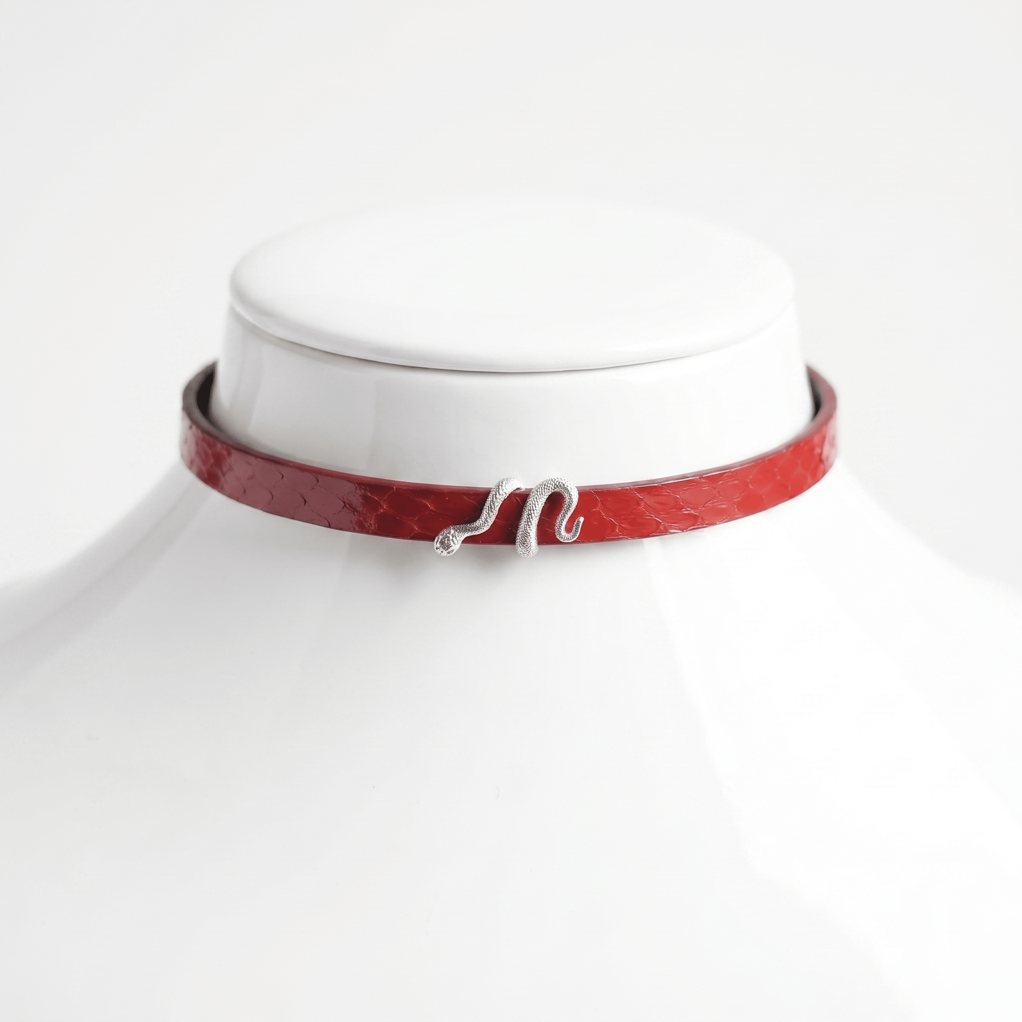 Coil Collar – Python Leather Choker with Serpent Hardware | Hushcrafts® - Hushcrafts LLC