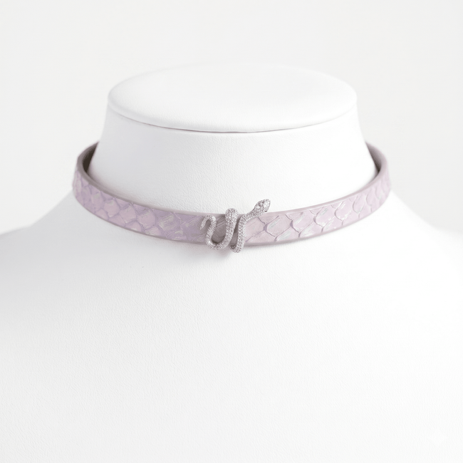 Coil Collar – Python Leather Choker with Serpent Hardware | Hushcrafts® - Hushcrafts LLC Hover Image