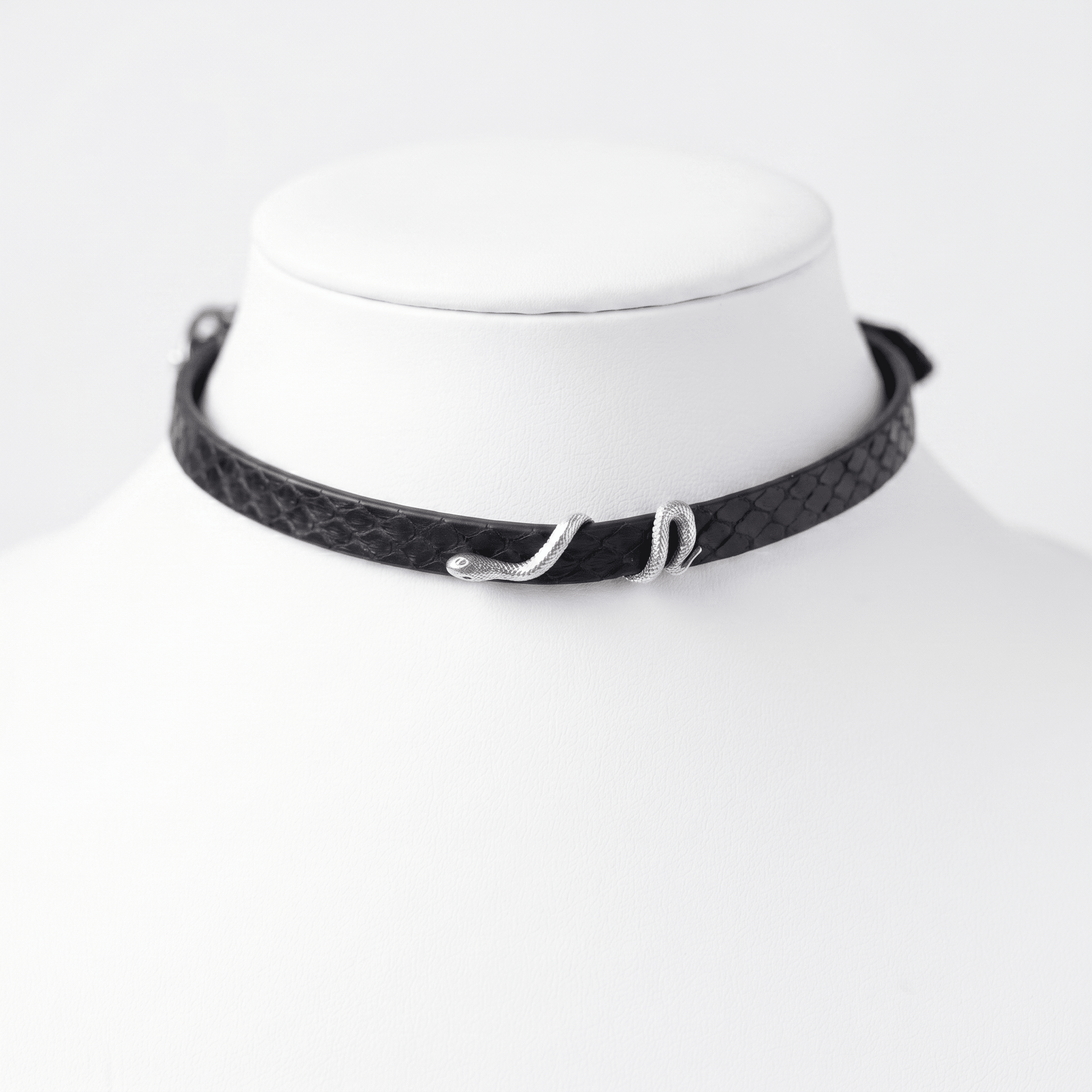 Coil Collar – Python Leather Choker with Serpent Hardware | Hushcrafts® - Hushcrafts LLC