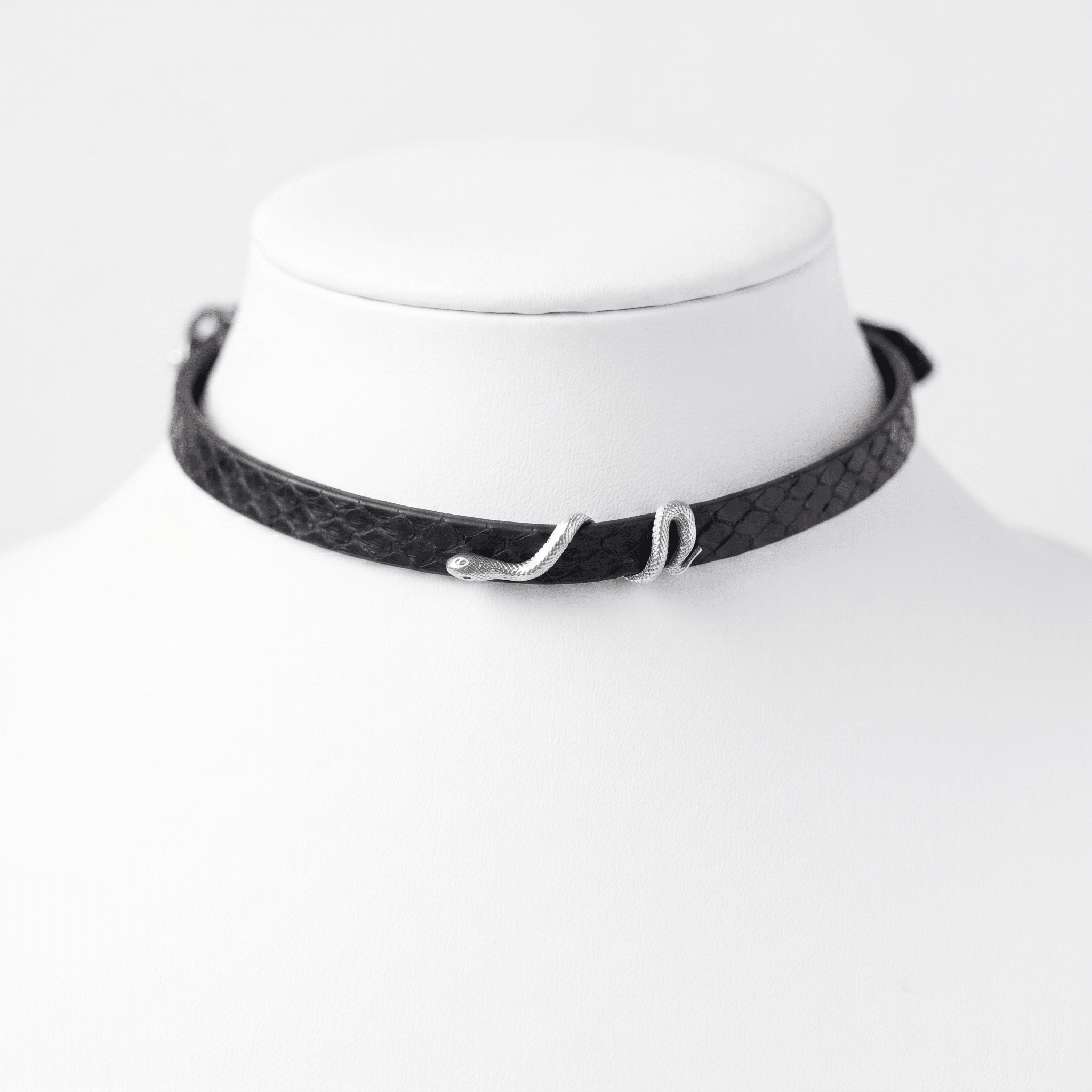 Coil Collar – Python Leather Choker with Serpent Hardware | Hushcrafts® - Hushcrafts LLC