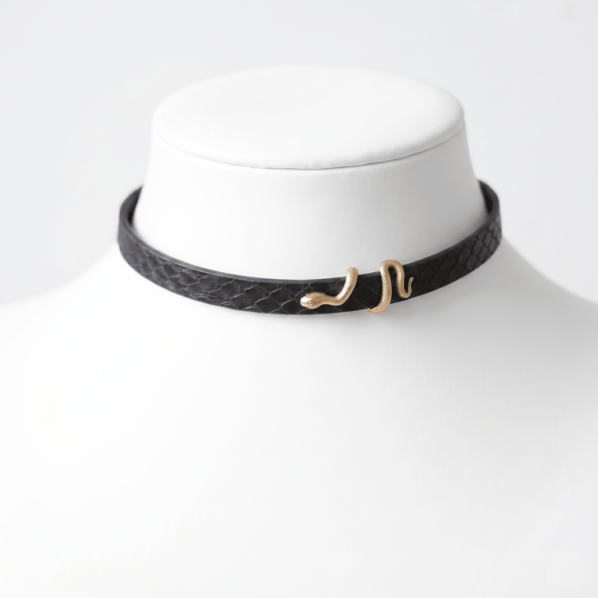 Coil Collar – Python Leather Choker with Serpent Hardware | Hushcrafts® - Hushcrafts LLC