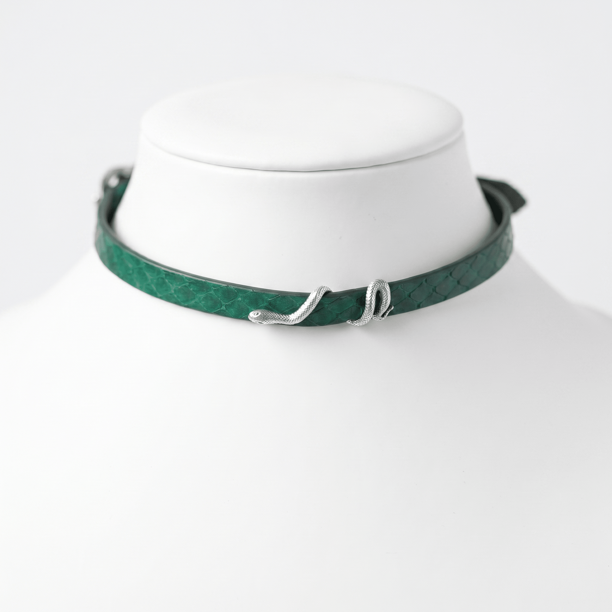 Coil Collar – Python Leather Choker with Serpent Hardware | Hushcrafts® - Hushcrafts LLC