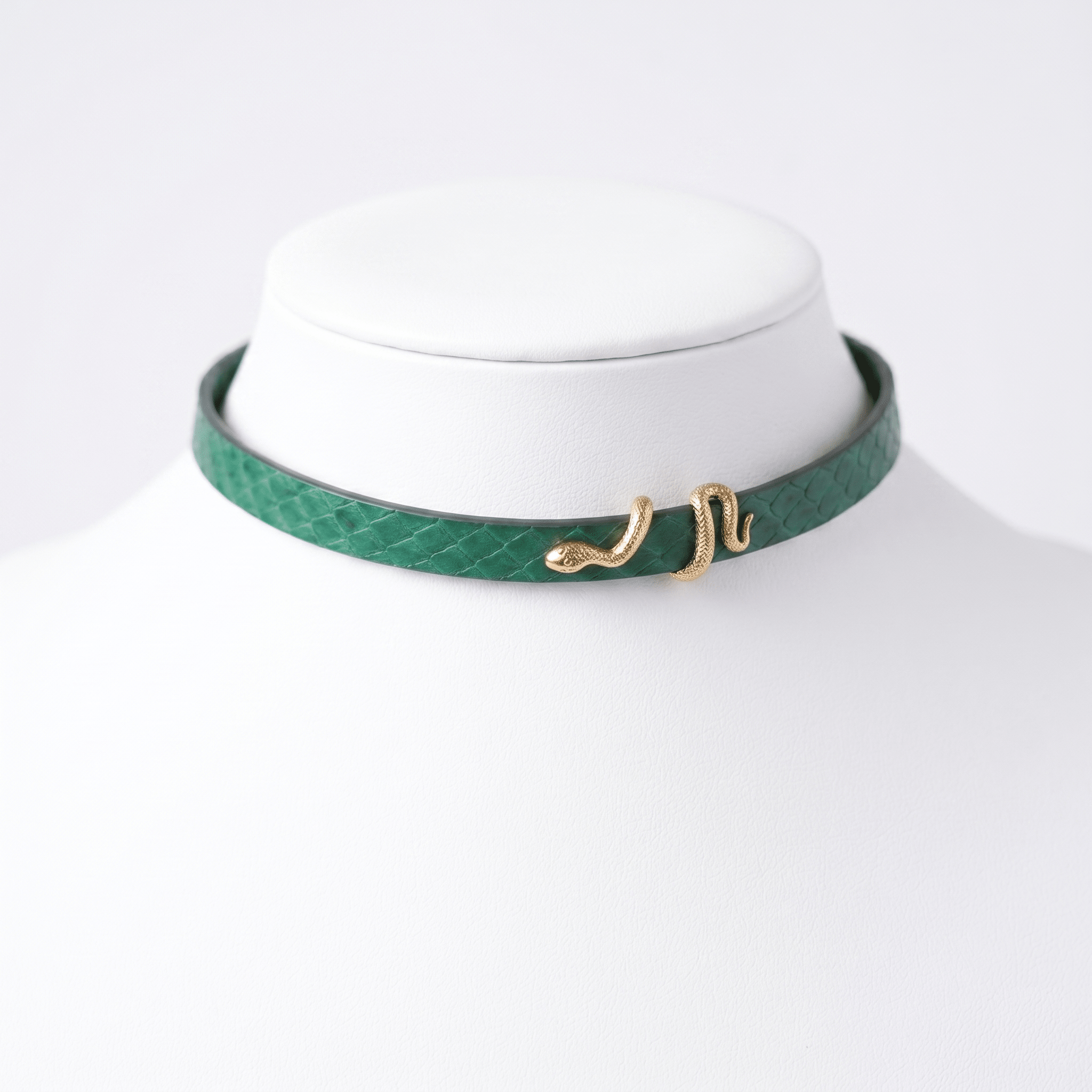 Coil Collar – Python Leather Choker with Serpent Hardware | Hushcrafts® - Hushcrafts LLC