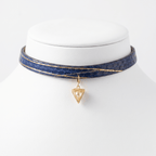 Cosmos Choker – Gold-Dusted Snakeskin Leather Choker with Ring & Chain Drop | Hushcrafts® - Hushcrafts LLC