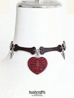 Crimson Ribcage Heart Choker - Hushcrafts LLC