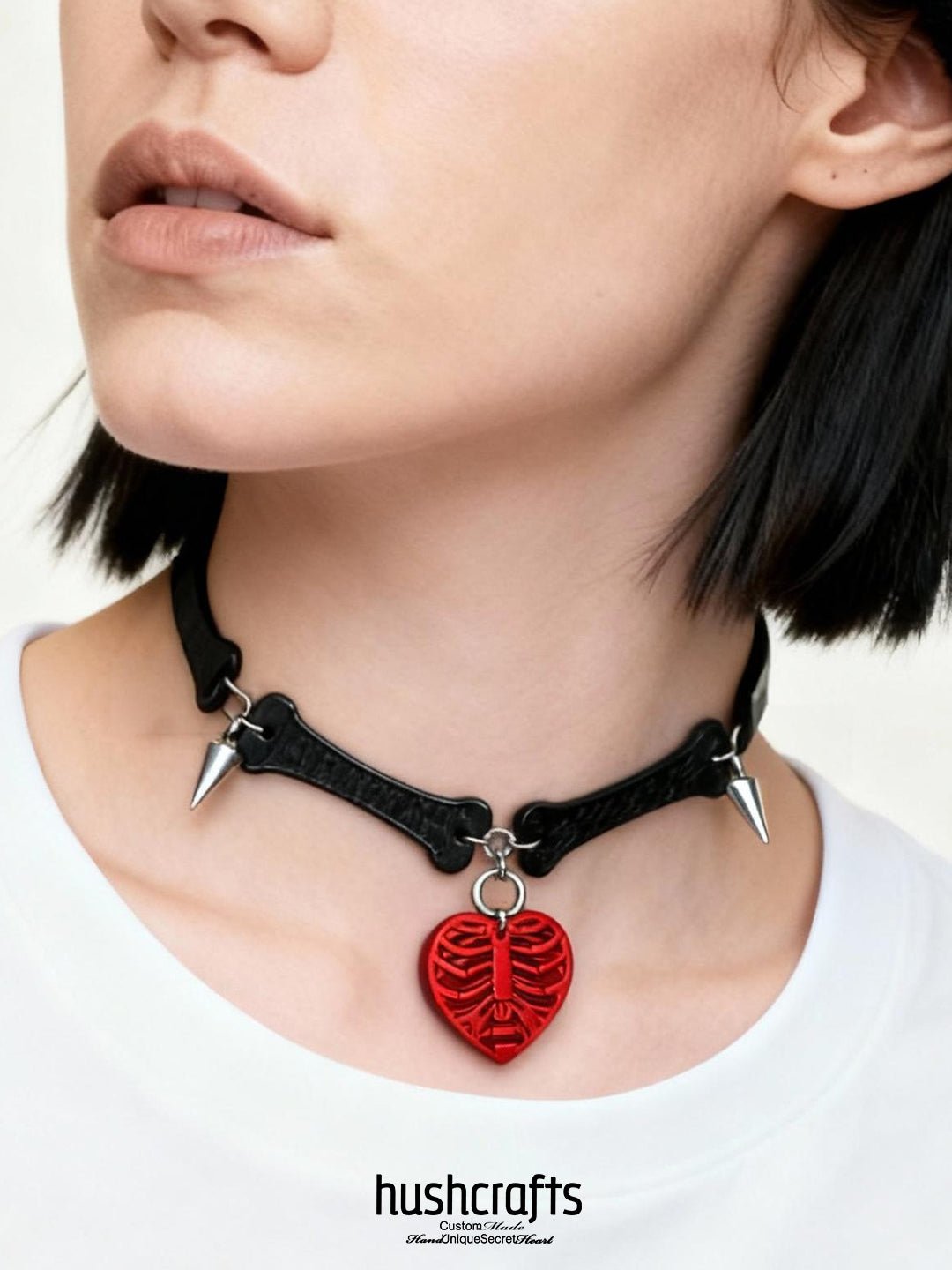 Crimson Ribcage Heart Choker - Hushcrafts LLC