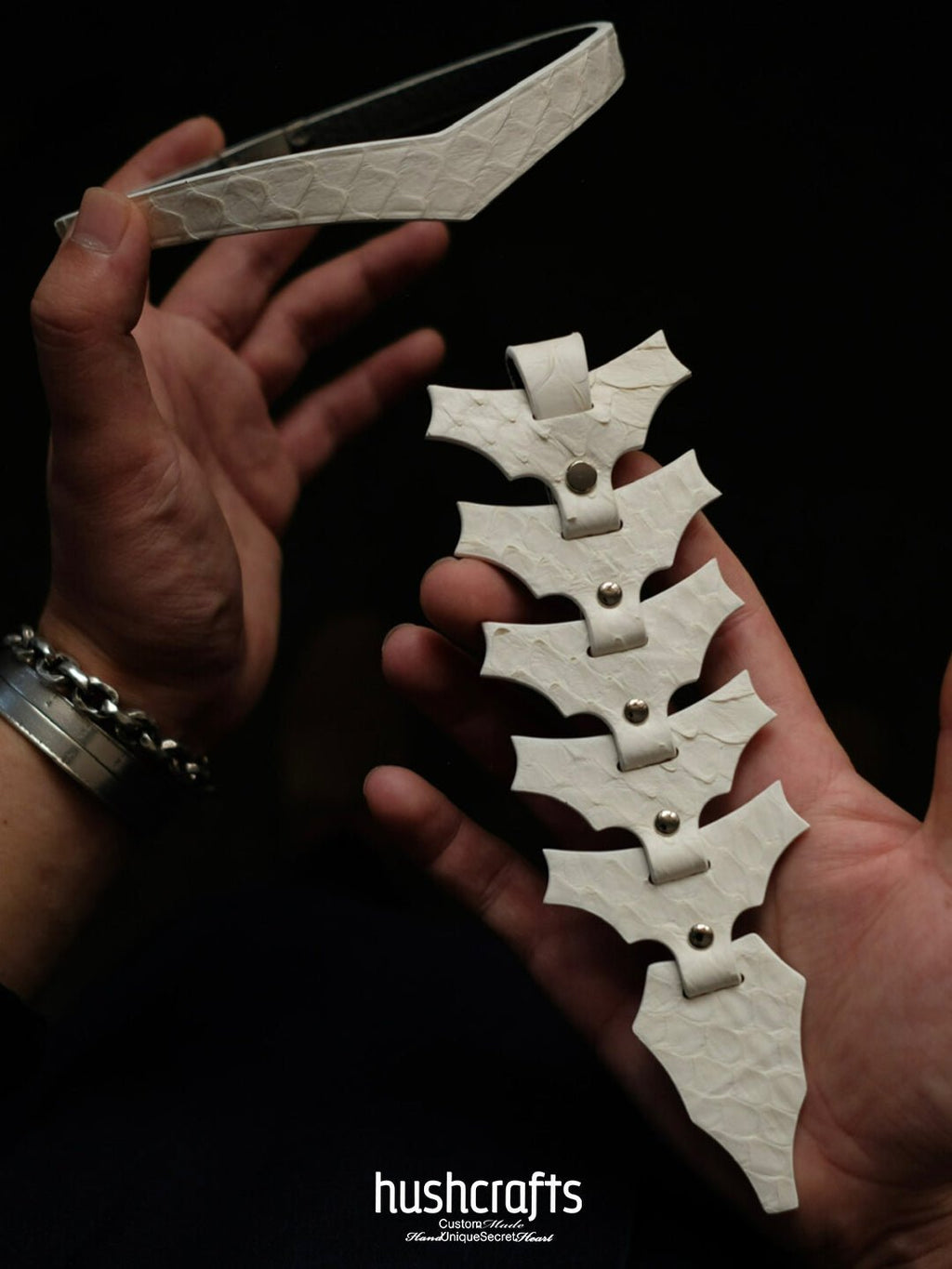 Crown Leather Choker with Spinal Design - Hushcrafts LLC