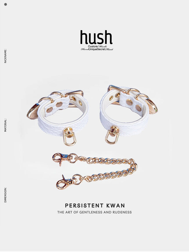 Cuff with chain, vegan leather cuff, cuff with chain and buckle, leather cuff - Hush Hover Image