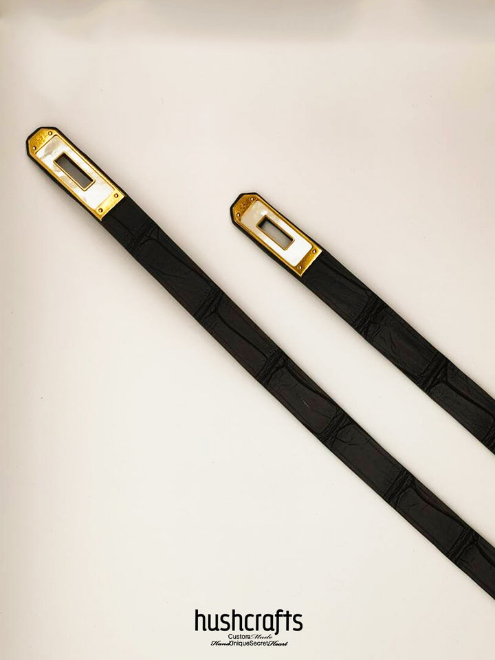 Nile Crocodile Leather Collar & Bracelet Set