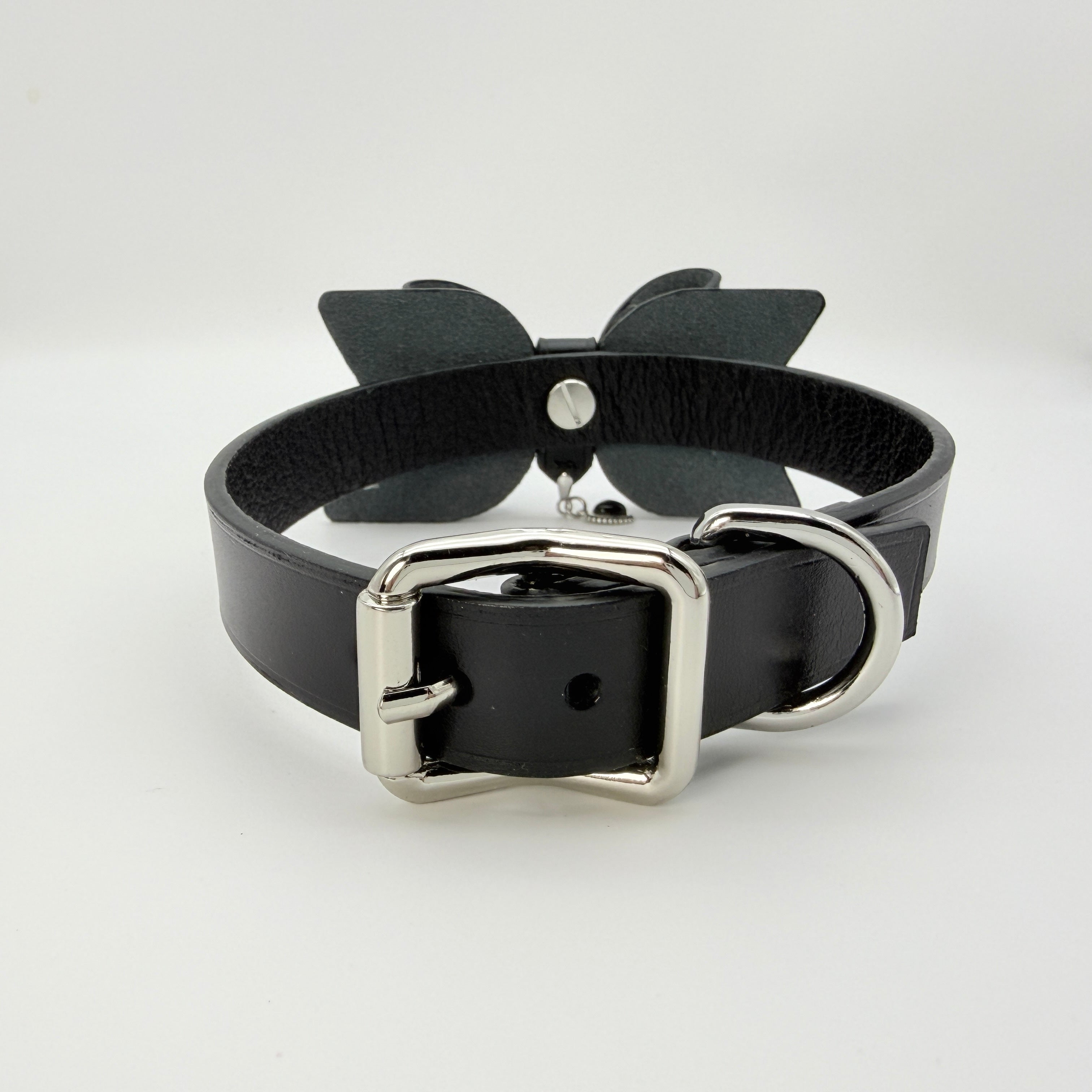 Dark Tender – Leather Bow Choker with Heart Charm | Hushcrafts® - Hushcrafts LLC