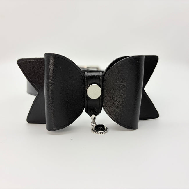 Dark Tender – Leather Bow Choker with Heart Charm | Hushcrafts® Main Image