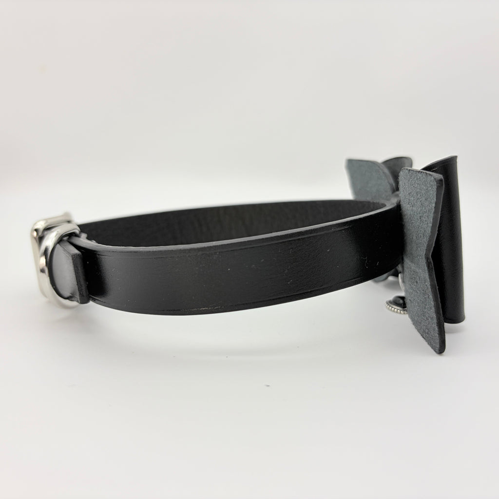 Dark Tender – Leather Bow Choker with Heart Charm | Hushcrafts® - Hushcrafts LLC
