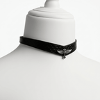 Descent Choker – Black Python Leather Choker with Winged Cross Pendant | Hushcrafts® - Hushcrafts LLC