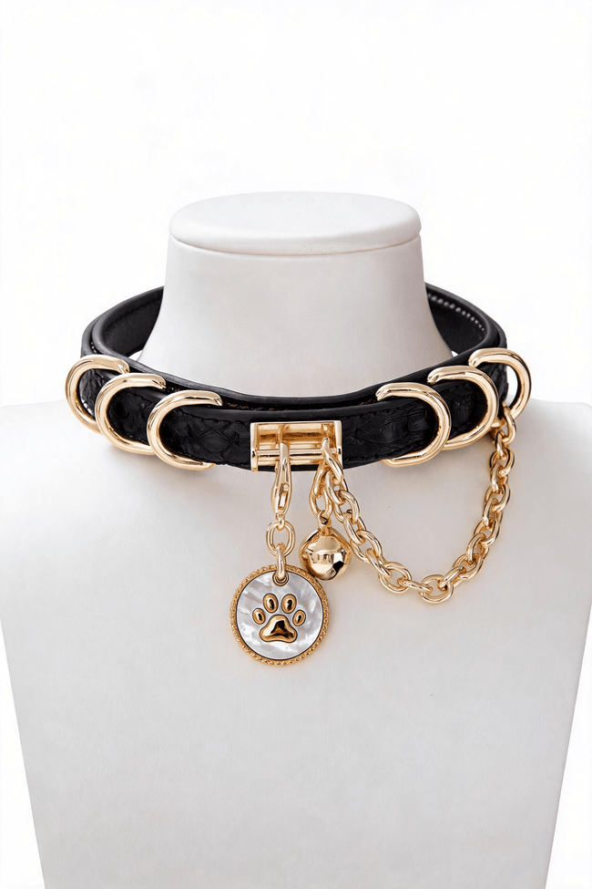 Double-Layer Choker with Paw Tag Pendant - Hushcrafts LLC Hover Image