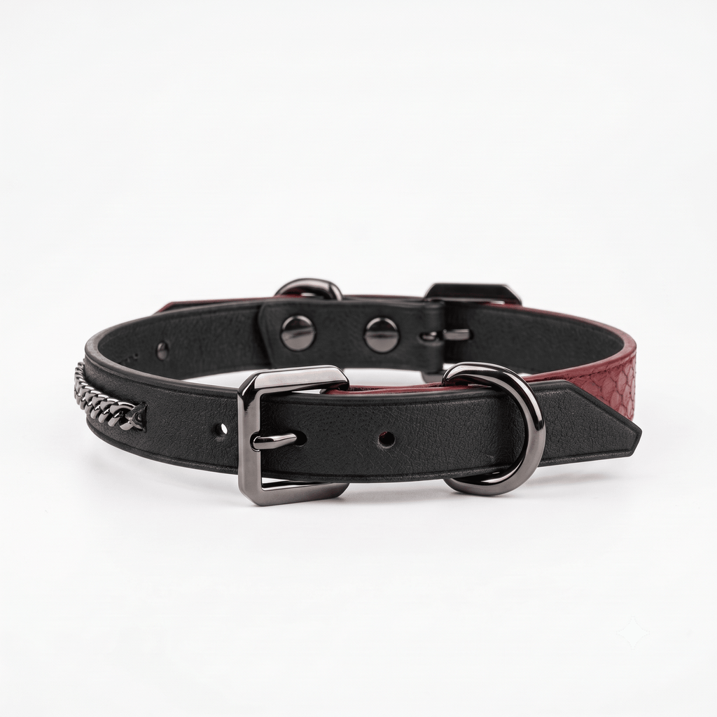 Dual Skin Collar & Cuff Set – Red Python × Black Leather | Hushcrafts® - Hushcrafts LLC