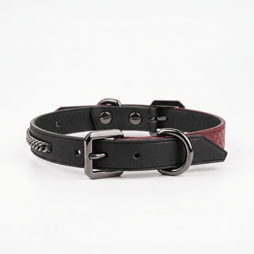 Dual Skin Collar & Cuff Set – Red Python × Black Leather | Hushcrafts® - Hushcrafts LLC